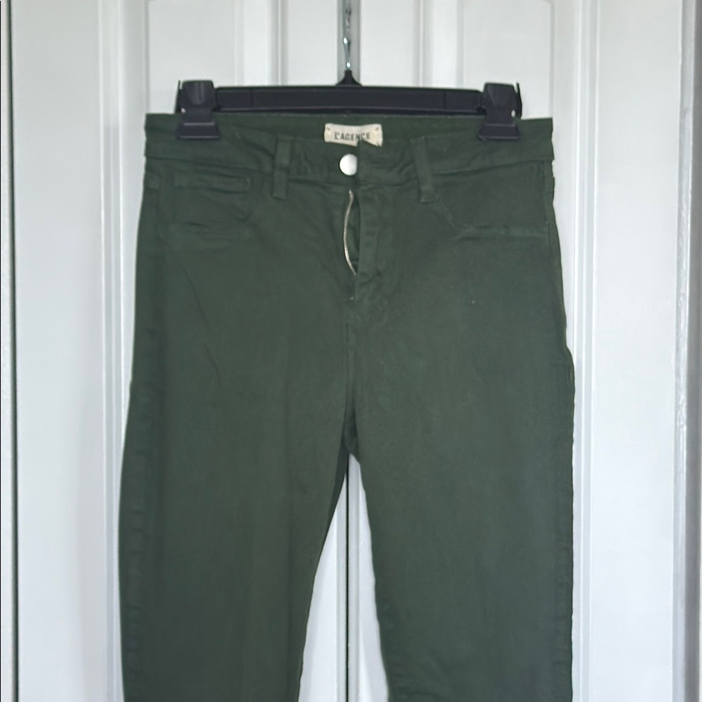 L'AGENCE Coated Green Skinny Jeans